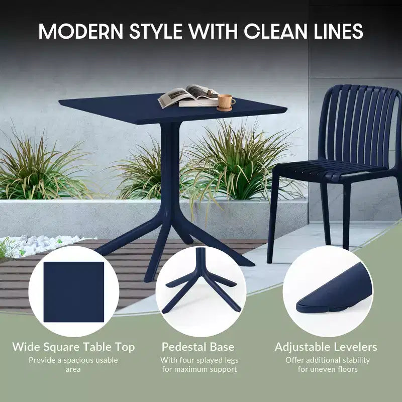 WestinTrends Playa Modern 5-teiliges Essgruppe aus Kunstharz für die Terrasse mit stapelbaren Terrassenstühlen
