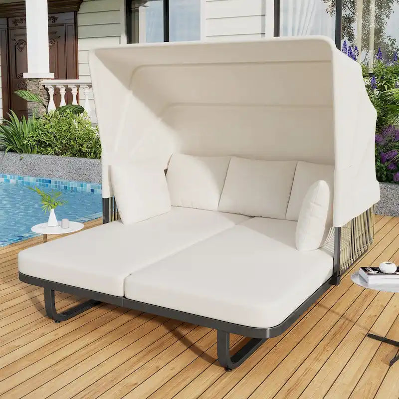 57 Outdoor-Tagesbett aus Rattan fürs Patio
