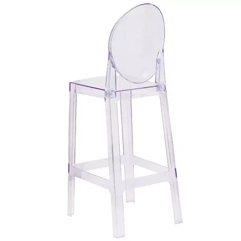 Emma and Oliver Ghost Barhocker mit ovaler Rückenlehne in Transparent Crystal