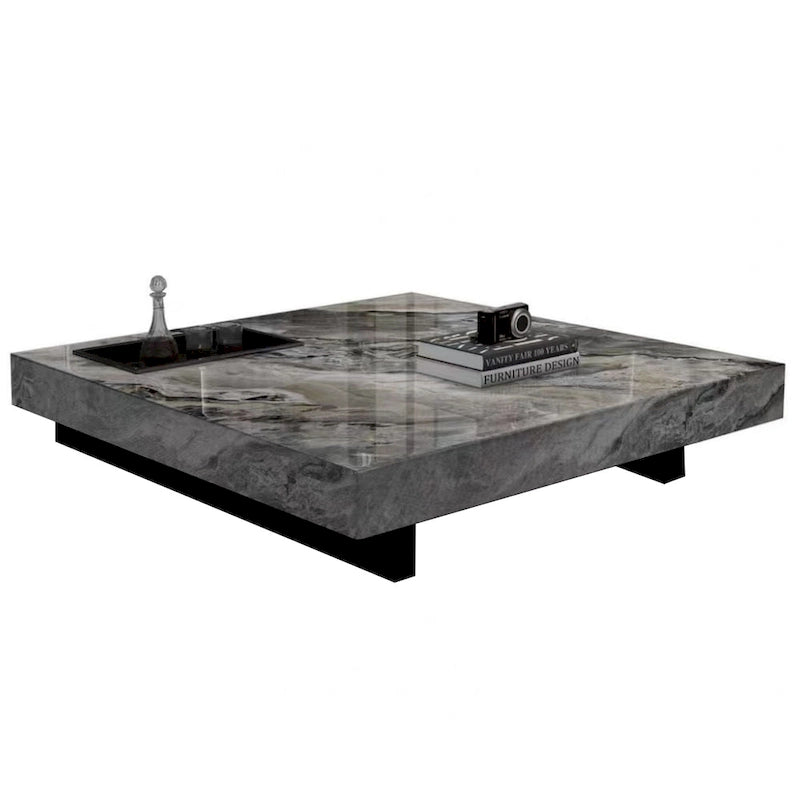 Quadratischer Couchtisch aus Sinterstein im Light-Luxury-Stil