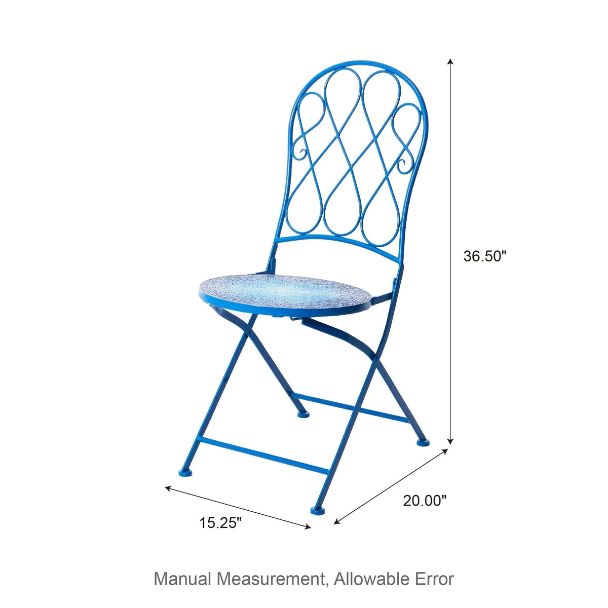 Glitzhome Klappbares Bistro-Set aus Metall für den Außenbereich, 3-teilig, Terrassentisch und Stühle