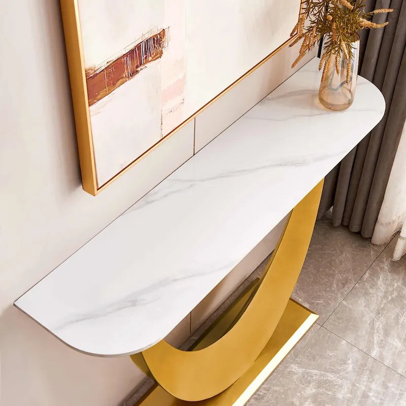 Moderner Konsolentisch, exquisites Formdesign, Metallrahmen mit verstellbaren Fußgleitern für den Eingangsbereich
