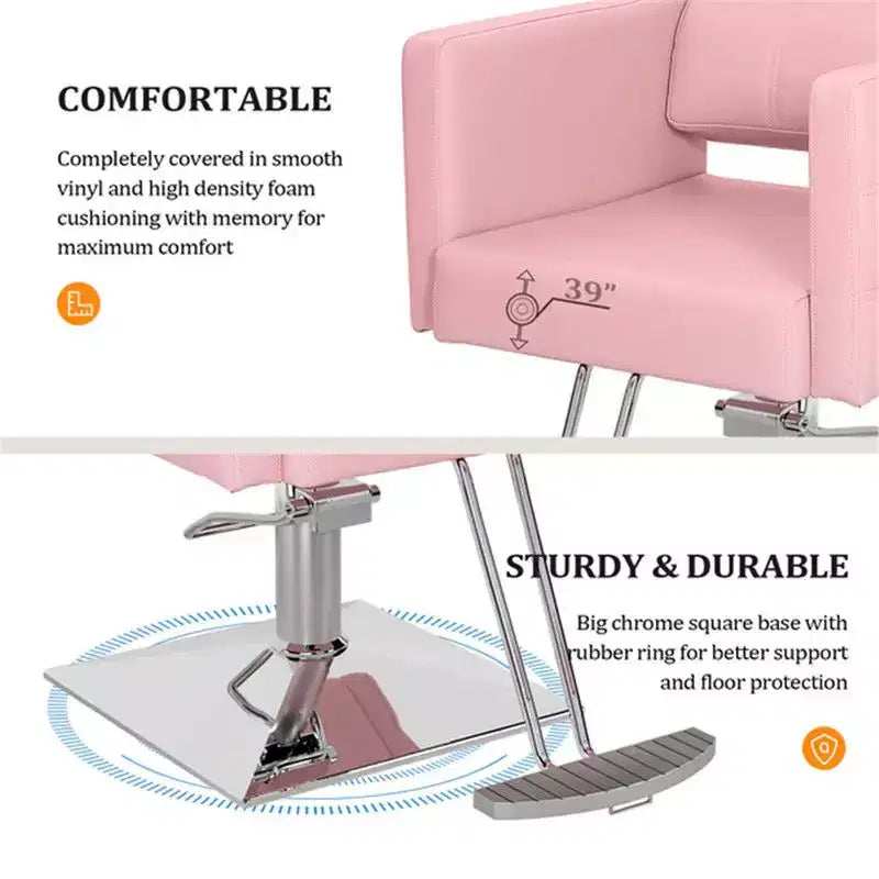 Karl Home Pink robuster hydraulischer Friseursalonstuhl mit Diamantakzenten
