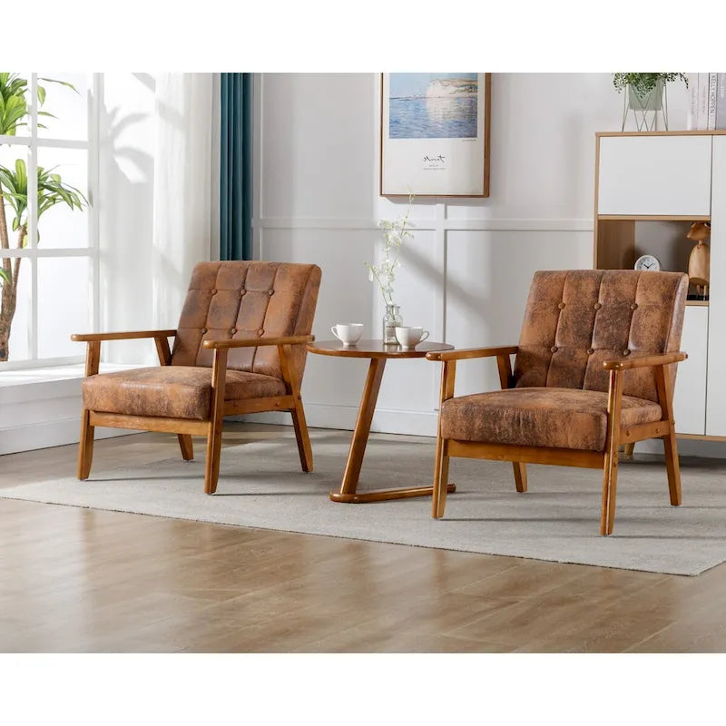 2er-Set Akzentstühle mit Beistelltisch, Armlehnstuhl für Wohnzimmer, Schlafzimmer, Büro - 78,0 cm H * 64,5 cm B * 71,0 cm T