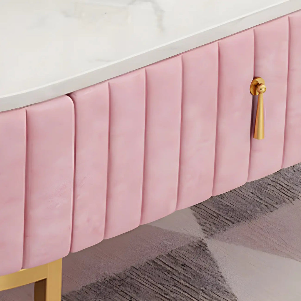 79 Glam Grauer Marmor-TV-Schrank mit Stauraum und Beinen