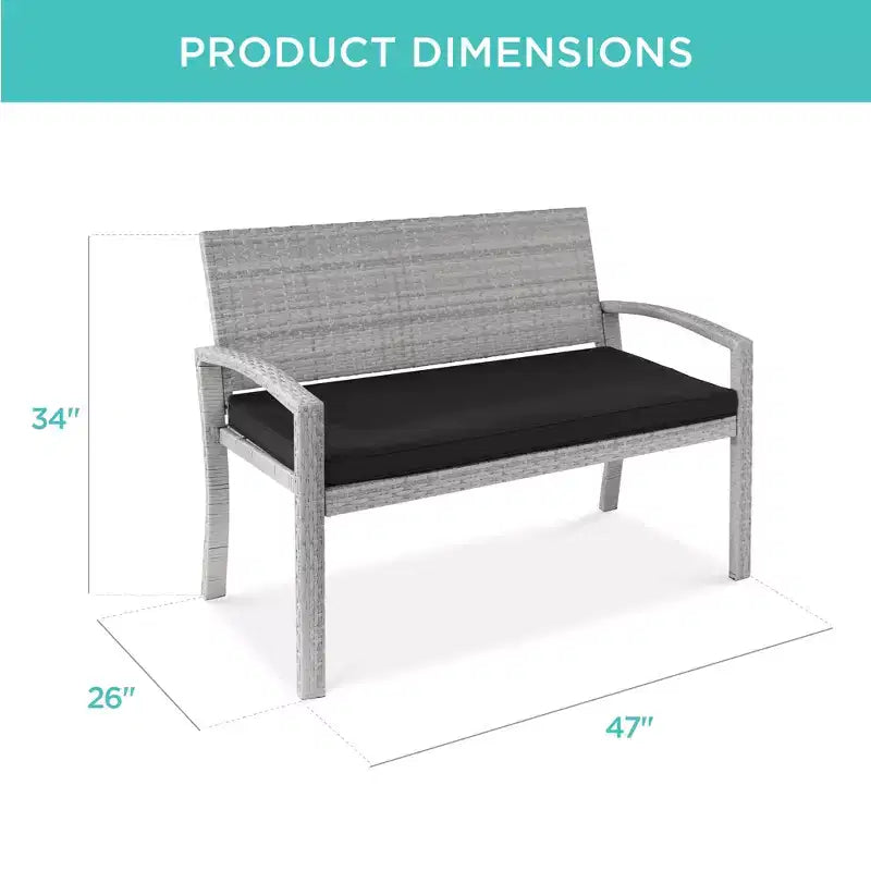 Best Choice Products 2-Sitzer-Outdoor-Korbsitzbank für Garten, Terrasse und Veranda mit 700-lb-Tragkraft und Polster