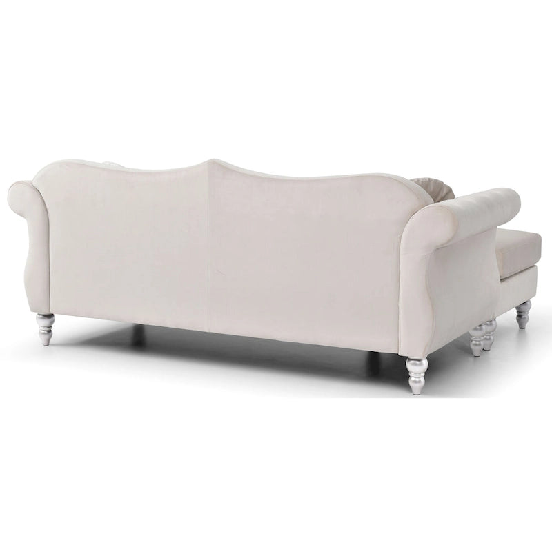 Hollywood-Samtsofa mit beidseitig montierbarer Chaiselongue