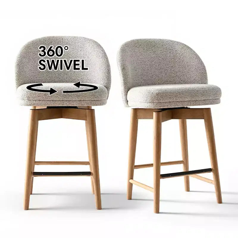 2er-Set moderne drehbare Tresenhocker mit gepolsterter Sitzfläche, 360° rotierbare Stühle für Kücheninsel oder Hausbar mit Massivholzbeinen - Panipeachy