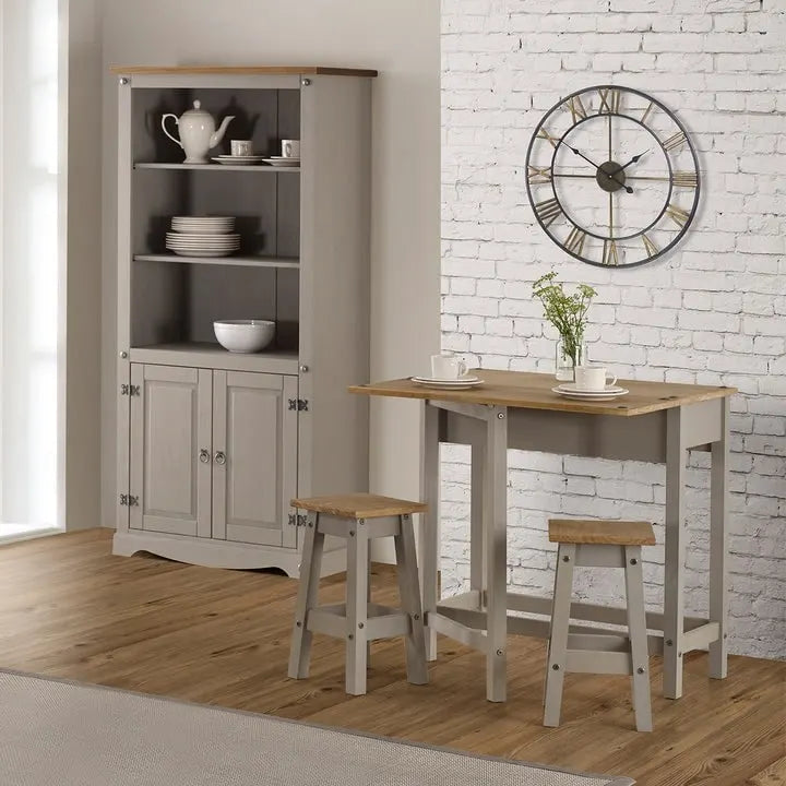 3-teiliges Esszimmer-Set mit Klapptisch aus Kiefernholz