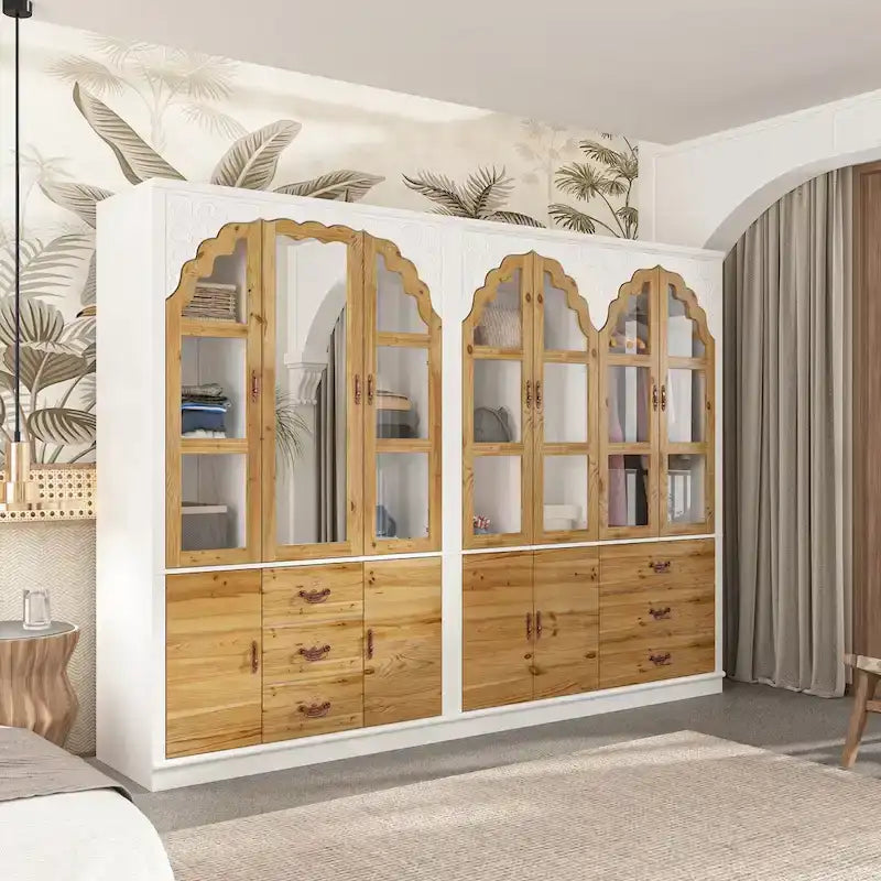 Vintage-inspiriertes zweiteiliges Kleiderschrank-Set mit Metallakzenten