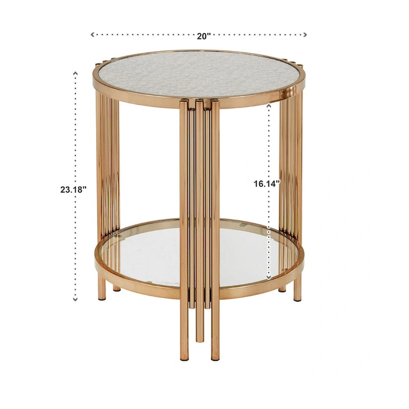Bruges Couchtisch mit Strukturglas, champagnergoldenes Finish, mit Ablage von iNSPIRE Q Bold