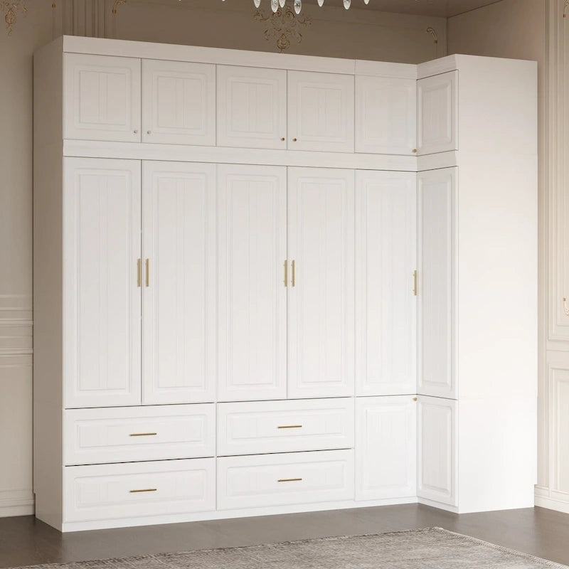 Kleiderschrank-Organizer, Kleiderschränke mit Hängestange und 4 Schubladen, großer Stauraum