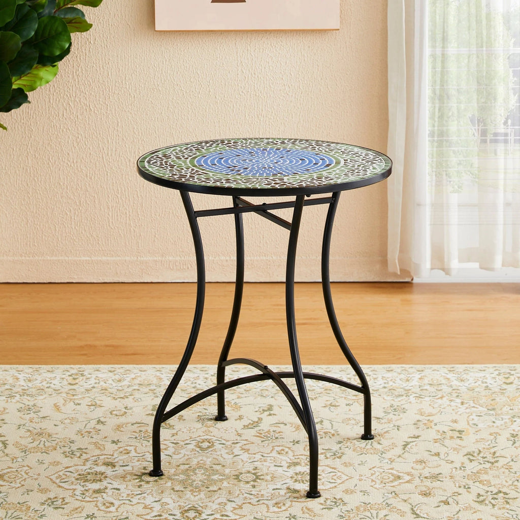 Glitzhome Klappbares Bistro-Set aus Metall für den Außenbereich, 3-teilig, Terrassentisch und Stühle