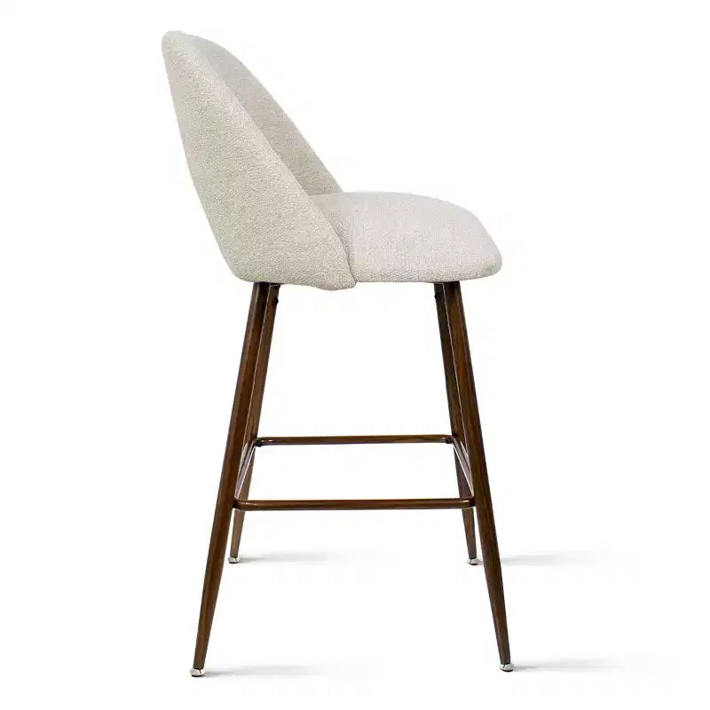 3er-Set Mid-Century Modern Barhocker in Thekenhöhe, 26 Zoll gepolsterte Kücheninselstühle mit Metallbeinen in Walnuss-Optik - Panipeachy