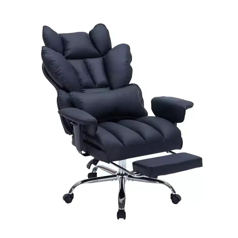 Großer Bürostuhl für große Personen mit Fußstütze, Gaming-Stuhl mit hoher Rückenlehne, Leder-Chefsessel, ergonomischer Schreibtischstuhl mit Lendenwirbelstütze