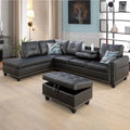 Modernes 3-teiliges Sofa-Set aus schwarzem Kunstleder: Elegantes Design für Wohnzimmer