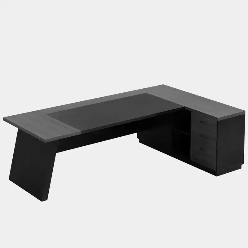 Lantine Modern 78 L-förmiger Chefschreibtisch mit Schubladen und seitlichem Aktenschrank
