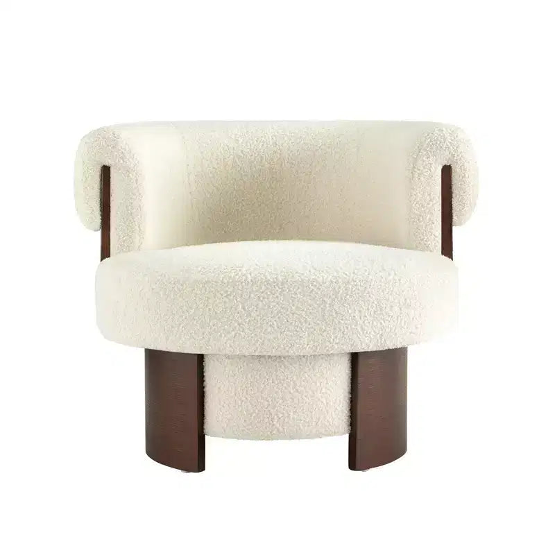 Whisen 360° drehbarer Fasssessel mit skulpturalem Bogenholzdesign, Massivholzrahmen, 32 breit, vielseitig für Wohnzimmer und Schlafzimmer einsetzbar