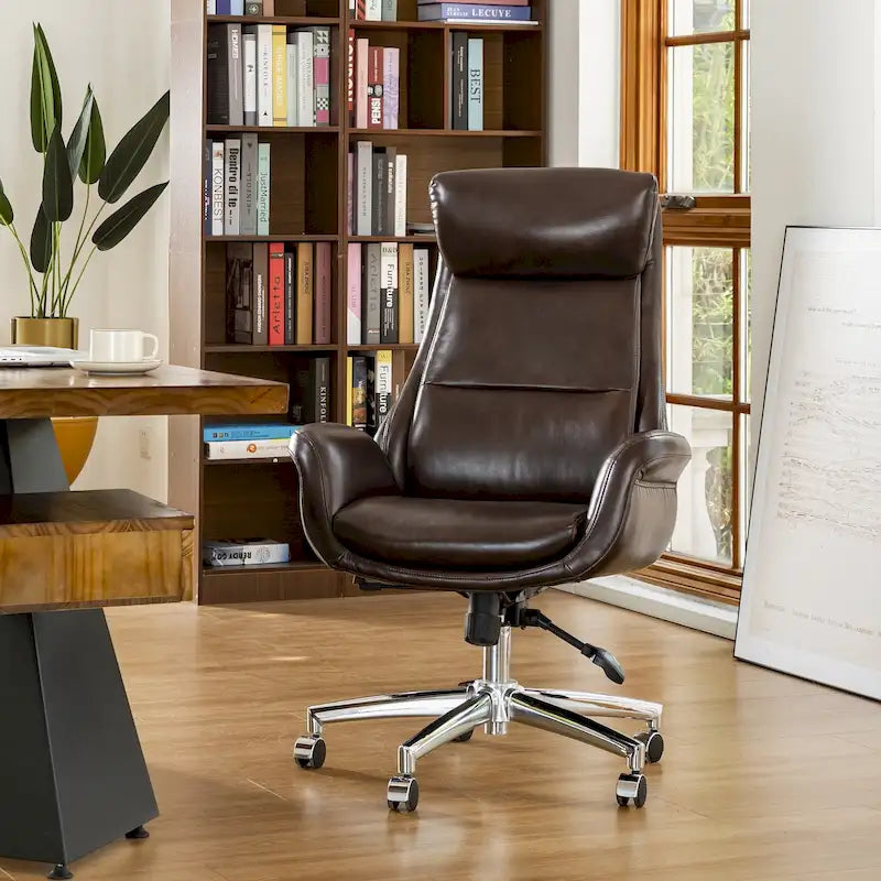 Glitzhome 48-Zoll Mid-Century verstellbarer Drehstuhl aus Kunstleder fürs Büro