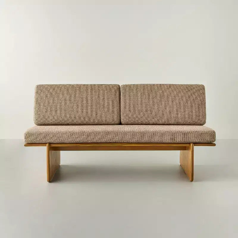 Polsterbank im Mid-Century-Stil mit Pilzgeflecht und Rückenlehne – Hearth & Hand? with Magnolia