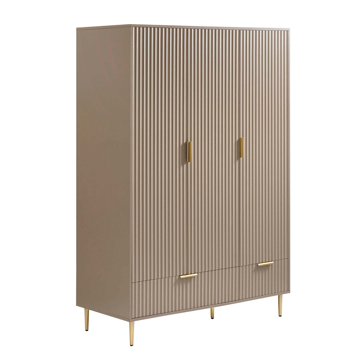 3-türiger Kleiderschrank mit Schubladen - Taupe