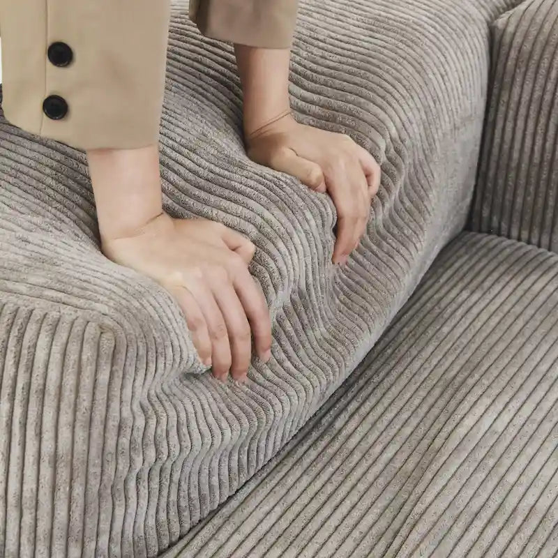 141.73 Modulares Ecksofa, U-förmiges Cord-Sofa mit Ottomanen