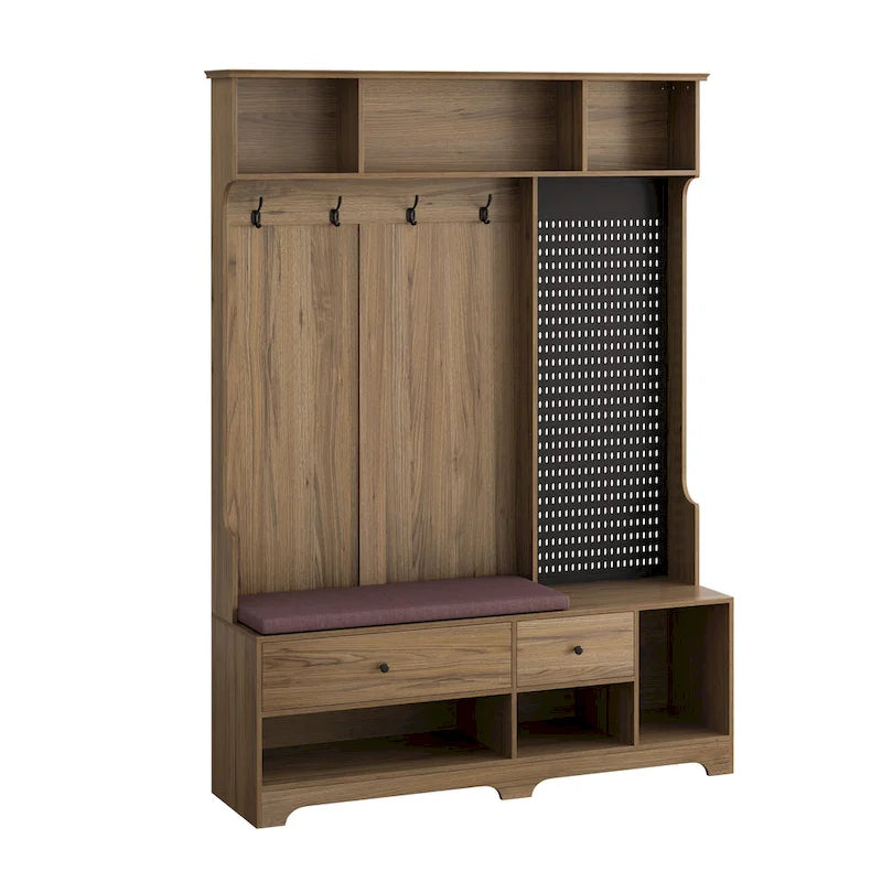 GDFStudio – Finn Multifunktionale Garderobe mit Schuhbank, Lochwand und viel Stauraum