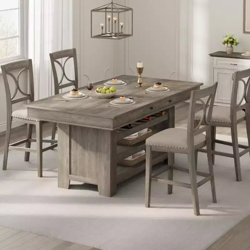 60-Zoll-Kücheninsel mit Stauraum, 4-stufiger stationärer Küchentisch im Landhausstil mit großer Arbeitsplatte für Küche, Esszimmer und Wohnzimmer