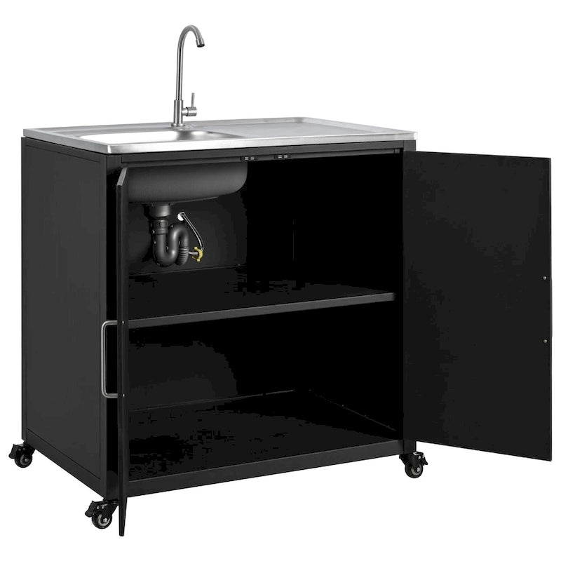 Mobile Outdoor-Spüle, modulare Terrassen-Spülstation mit Schrank