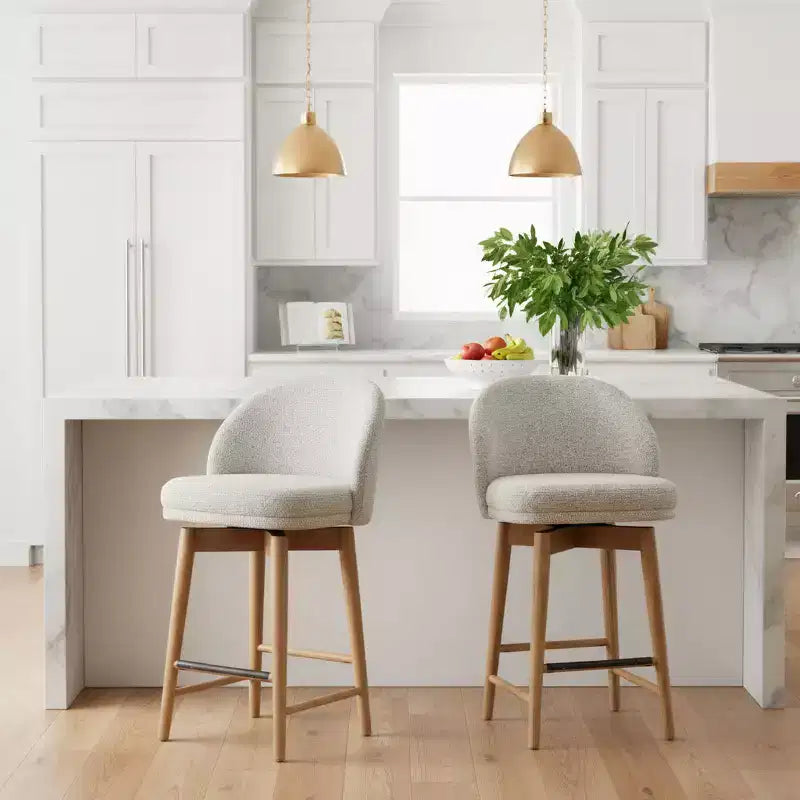 2er-Set moderne drehbare Tresenhocker mit gepolsterter Sitzfläche, 360° rotierbare Stühle für Kücheninsel oder Hausbar mit Massivholzbeinen - Panipeachy