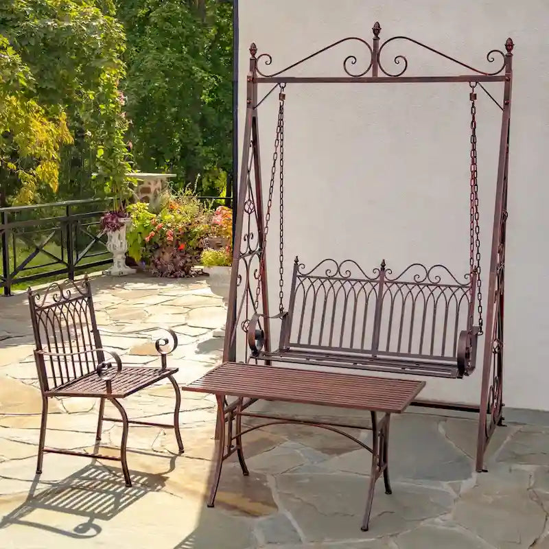 Eisenschaukelbank Tserovani in Bronze - 57,5x35x91