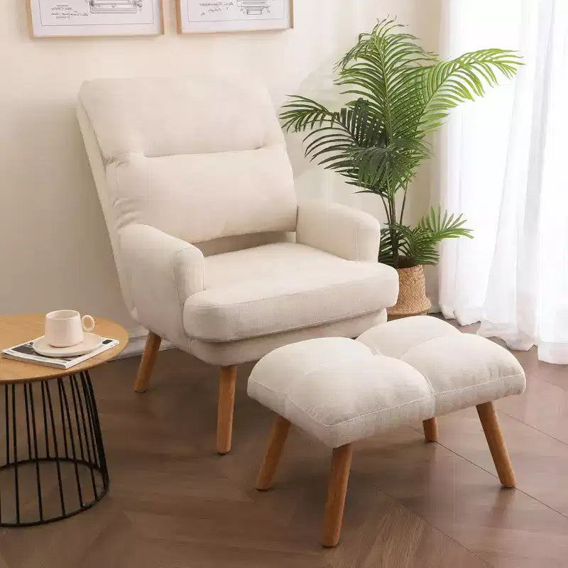 Okak moderner Akzentsessel, Wohnzimmerstuhl mit Hocker und verstellbarer Rückenlehne, bequemer Polstersessel für Lounge, Büro und Schlafzimmer