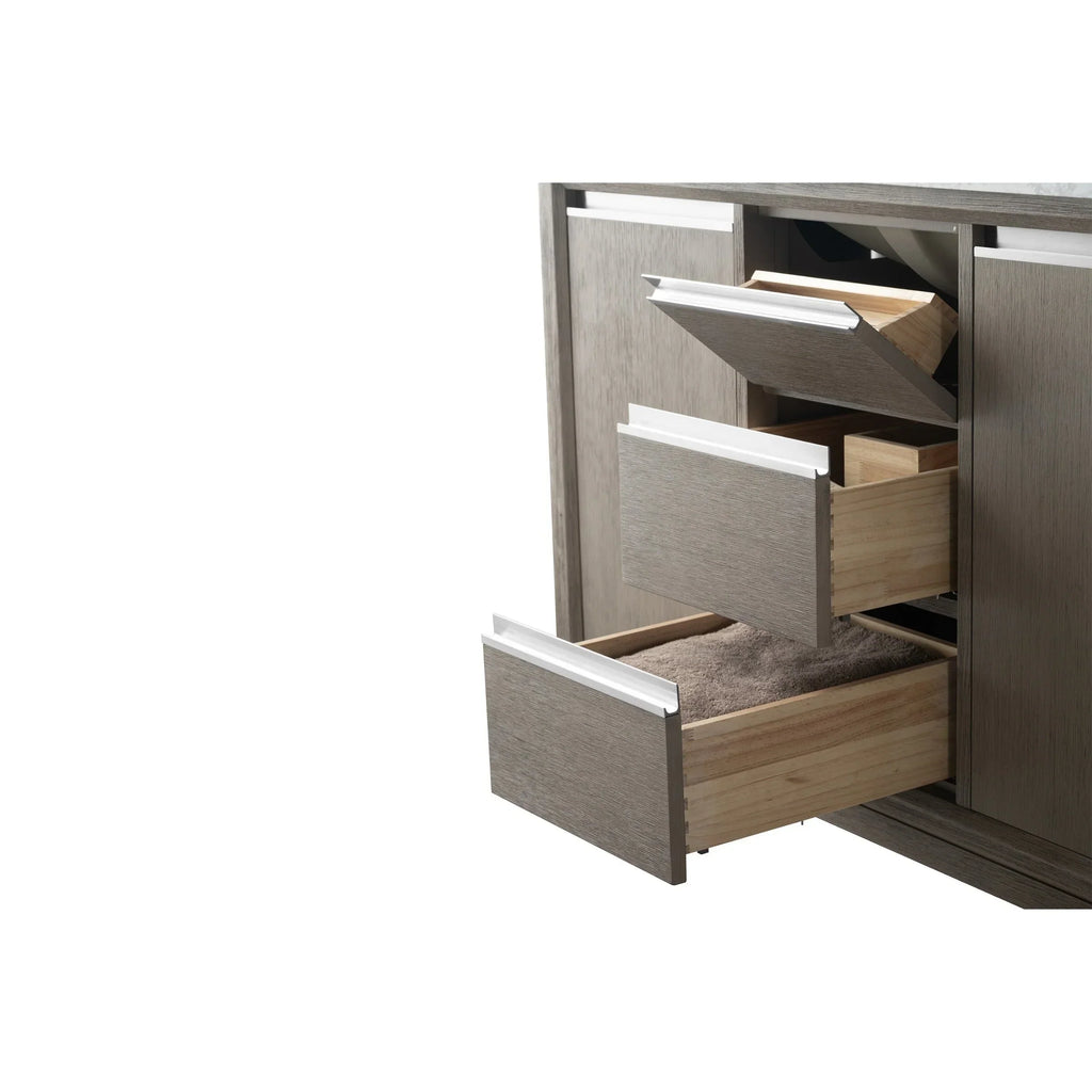 Vanity Art Badezimmerschrank mit Keramikwaschbecken und Platte aus technischem Marmor