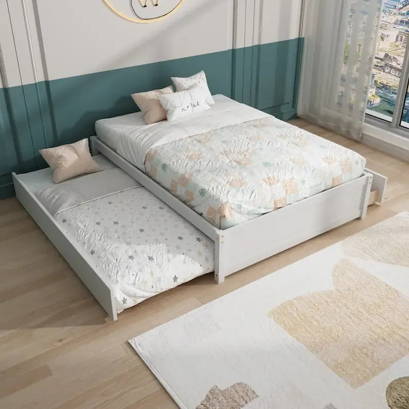 Doppelbett mit Einzelbett-Schiebebett und zwei Schubladen