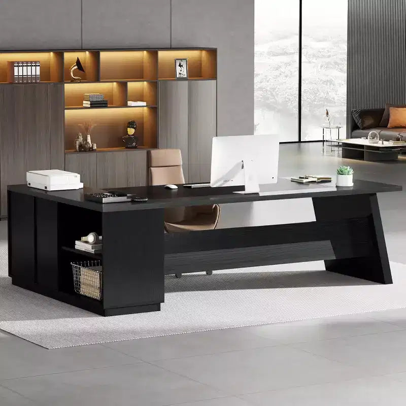 Lantine Modern 78 L-förmiger Chefschreibtisch mit Schubladen und seitlichem Aktenschrank