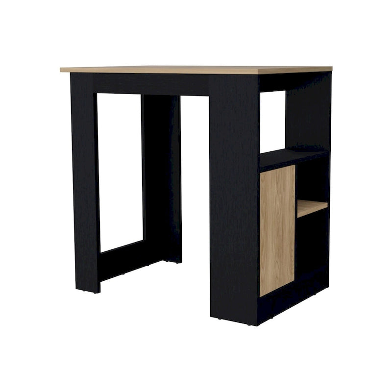 FM FURNITURE Arial Kücheninsel aus Melamin, Schwarz/Natur Eiche