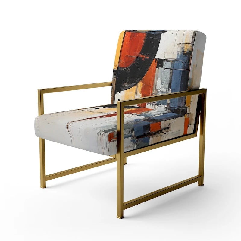 Designart Colorful Mid Century Abstract Fusion I Polsterter Mid-Century Akzentsessel und Mid-Century Modern Sessel