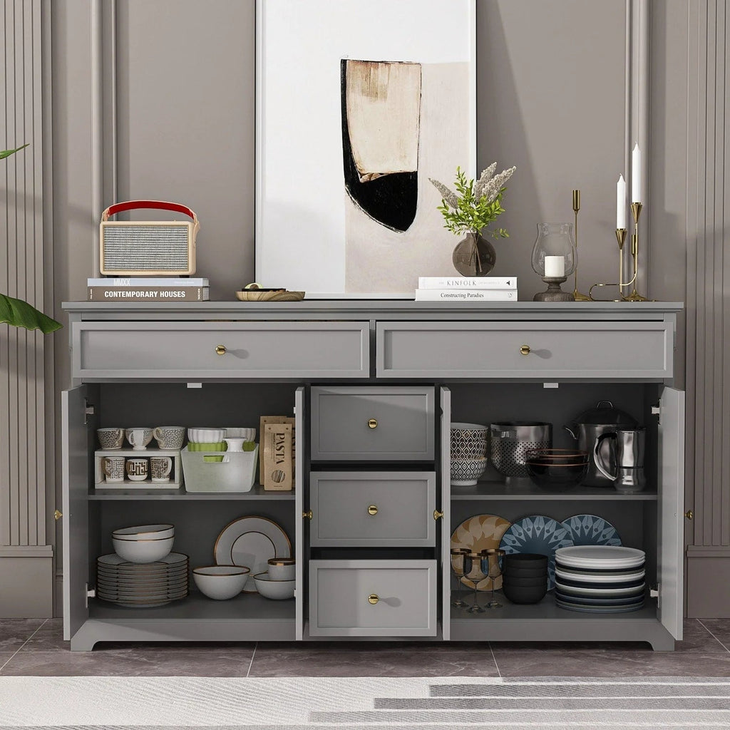 59,1 Sideboard Buffet Weiß Mid-Century Modern Contemporary Lackiert