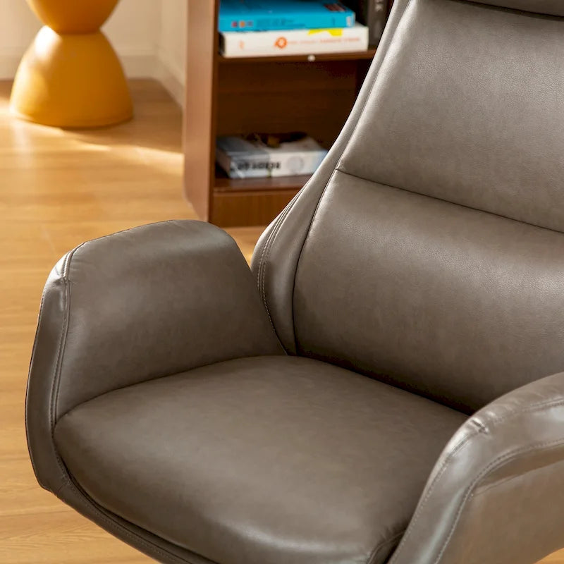 Glitzhome 48-Zoll Mid-Century verstellbarer Drehstuhl aus Kunstleder fürs Büro