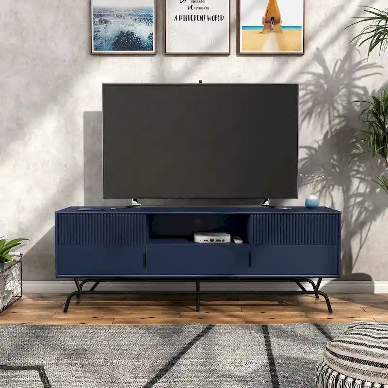 DH BASIC Modern 60-Zoll-TV-Lowboard mit 3 Schubladen und Kabeldurchführung von Denhour