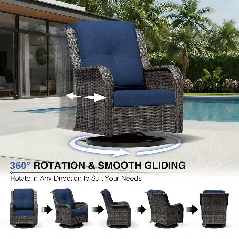 UPTIOT Premium Outdoor-Lounge-Set mit Sofa, Drehstühlen und Fußhocker für ultimativen Komfort und Stil