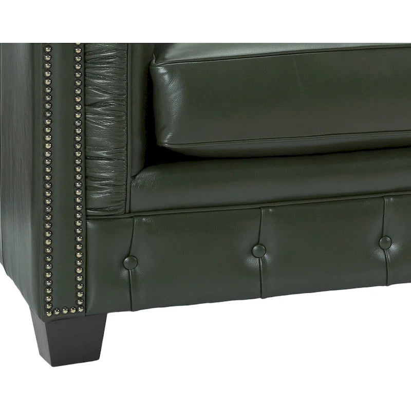 Hancock Chesterfield-Sofa mit Tufting aus genarbtem italienischem Leder – 79 H x 218 B x 102 T (cm)