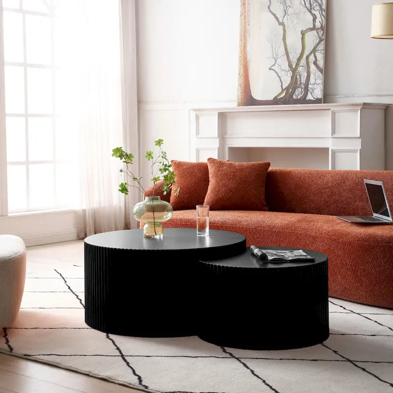 Modernes, glamouröses rundes Satztisch-Set für das Wohnzimmer (2-tlg.), nicht montiert