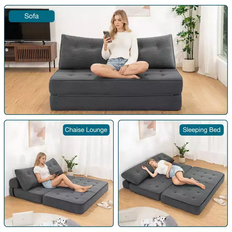 WARMOUNTS Klappbares Schlafsofa mit verstellbarer Rückenlehne, wandelbares Queen-Size-Schlafsofa für Wohnzimmer & Büro