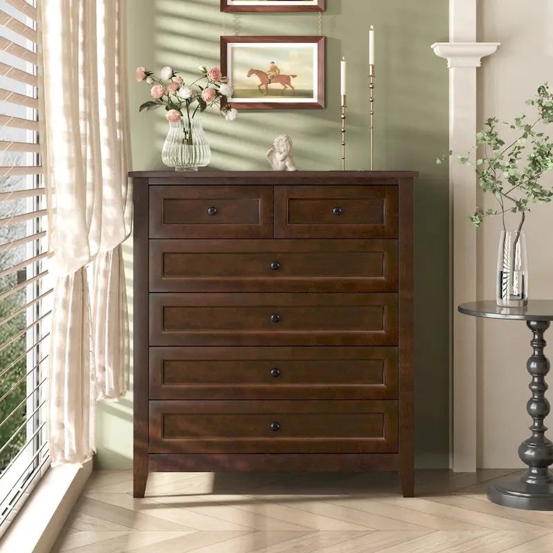 Kommode aus Massivholz mit sprühlackierten Schubladen, Buffetschrank, Sideboard mit Schließfächern, Anrichte, Konsolentisch mit Schließfächern