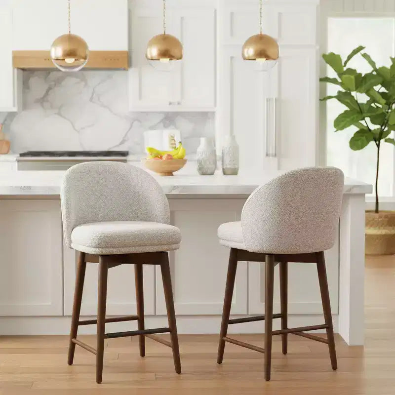 2er-Set moderne drehbare Tresenhocker mit gepolsterter Sitzfläche, 360° rotierbare Stühle für Kücheninsel oder Hausbar mit Massivholzbeinen - Panipeachy