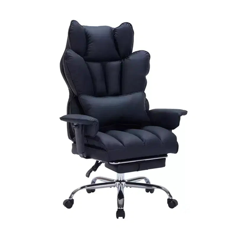 Großer Bürostuhl für große Personen mit Fußstütze, Gaming-Stuhl mit hoher Rückenlehne, Leder-Chefsessel, ergonomischer Schreibtischstuhl mit Lendenwirbelstütze