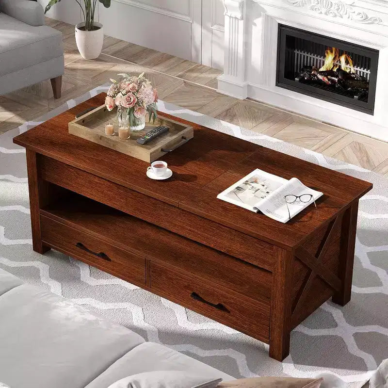 Couchtisch aus Holz – Höhenverstellbarer Couchtisch, höhenverstellbarer Wohnzimmertisch, moderner Couchtisch, stilvoller Couchtisch