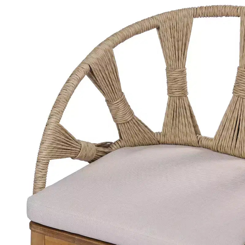 Christopher Knight Home Ferb 7-teiliges Boho-Gartenmöbelset aus Akazienholz und Korbgeflecht mit Sitzkissen