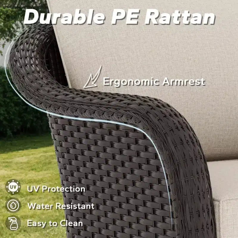 UPTIOT 2-Sitzer Outdoor-Rattansessel mit Auflagen